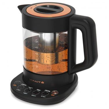 Imagem de Chaleira elétrica de vidro com infusor Vianté preta controle de temperatura 1,5L programas para chá 100B, 110V