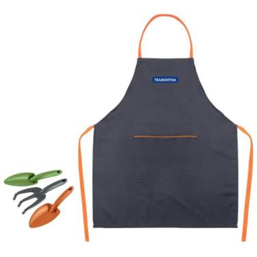 Imagem de Conjunto Jard. 4 Peças Avental Cinza Laranja Tramontina