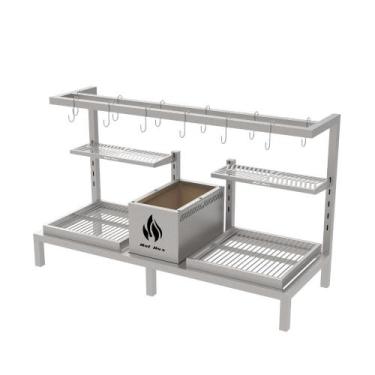 Imagem de Parrilla Dupla de Alvenaria 118X45 Com Grelha Uruguaia e Tendal - HOTB
