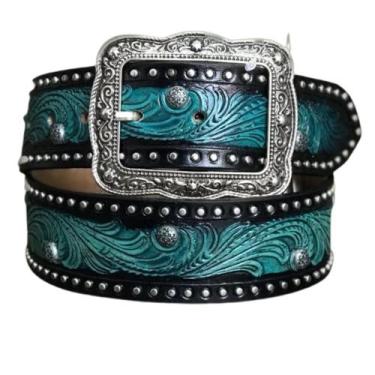 Imagem de Cinto Paul western Preto com Verde, Preto, 80