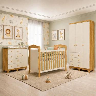 Imagem de Conjunto Quarto de Bebê Nina MDF Off White Amêndoa Espresso Móveis