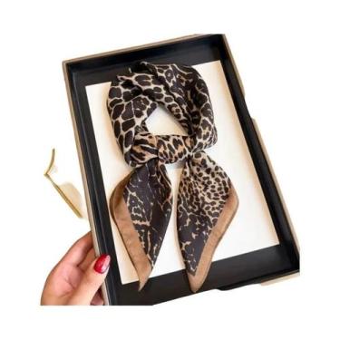 Imagem de Lenço De Cetim Quadrado Com Estampa De Leopardo De 70cm Para Mulheres,