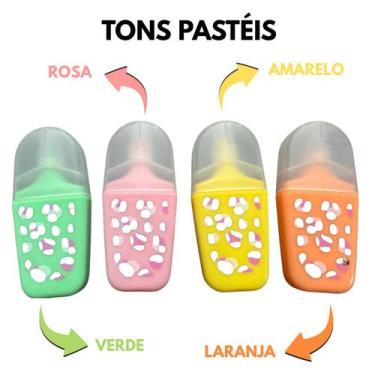 Imagem de Caneta Marca Texto Pastel Kit Infantil Varias Cores - MLBpel