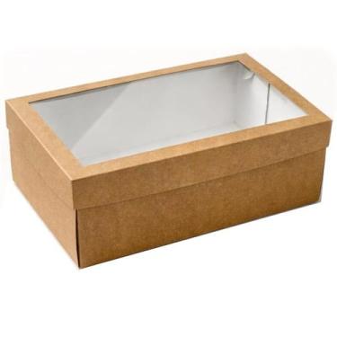 Imagem de Caixa Kraft para Presente 35x25x13cm com Visor - Kit 5 Unidades KB31A 