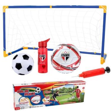 Imagem de Kit De Futebol Completo C/ Trave De Gol Garrafa De 700ml Bola Esportiv