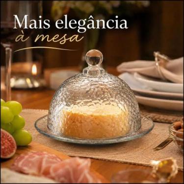 Imagem de Mini Queijeira 14cm De Vidro Martelado Para Queijo E Doces - KeHome