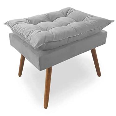 Imagem de Puff Decorativo Opala com Enchimento de Fibra e Flocos no Tecido Suede Liso - NET DECOR (CINZA)