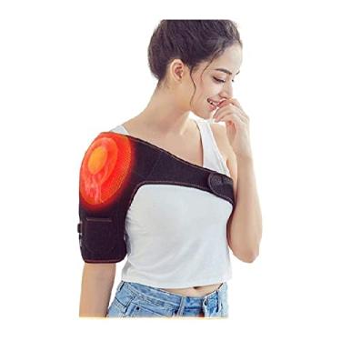 Imagem de Diumy Almofada de aquecimento de ombro, suporte de ombro aquecido, infravermelho de fibra de carbono, portátil, 3 engrenagens ajustáveis para articulação, tendão, lesões, artrite, alívio da dor - preto