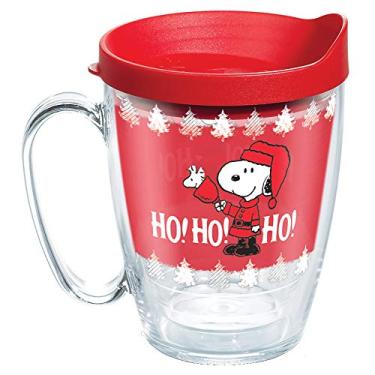 Imagem de Tervis Peanuts - Copo de viagem com isolamento térmico de parede dupla Ho Ho Ho Christmas Made in USA mantém as bebidas frias e quentes, caneca de 473 ml, clássica
