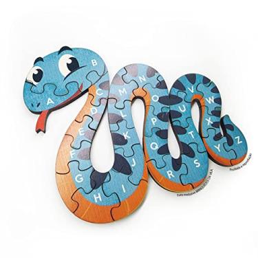 Imagem de Quebra Cabeça Educativo de Cobra em Madeira com Letras do Alfabeto - Keco