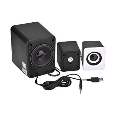 Imagem de EBTOOLS Mini subwoofer USB, HD Som estéreo Computador Áudio Desktop Baixo Music Player Houshold Alto-falante com fio para telefone Laptop PC (Branco)