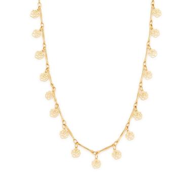 Imagem de Colar Rommanel Banhado A Ouro Fio Palito Com Pequenas Flores Rosas 531940