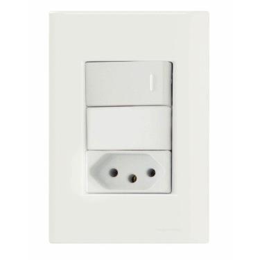 Imagem de Conjunto 4x2 com 1 Interruptor Simples 10 A 250 V e 1 Tomada 2P+T 20 A 250 V Tramontina Giz Branco Tramontina