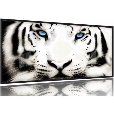 Imagem de Quadros Decorativos Tigre Branco 130x60 Moldura Preta 2x2