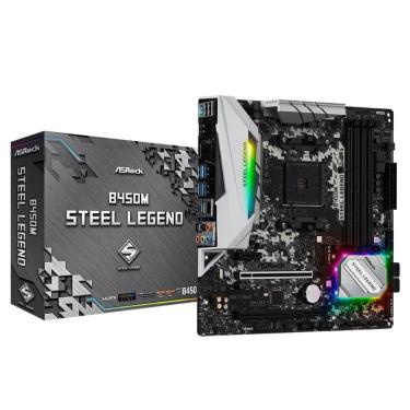 Imagem de Placa mãe micro atx asrock b450m steel legend am4 / usb 3.1/ type-c/ displayport, hdmi