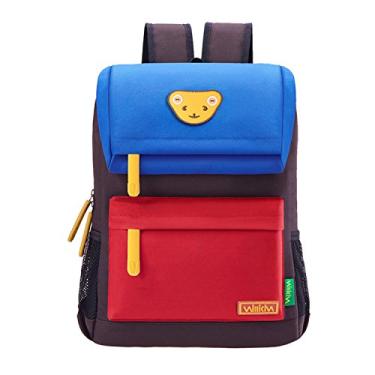 Imagem de Mochila escolar infantil Willikiva fofa com urso para crianças, bolsas escolares e livros, Laptop, Azure/Red/Coffee, Medium