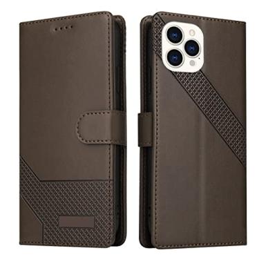 Imagem de GSYH Capa carteira para iPhone 13 Mini/13/13 Pro/13 Pro Max, Capa flip de couro PU com porta-cartões Kickstand à prova de choque TPU capa interna para celular, marrom, 13pro 15,1 cm