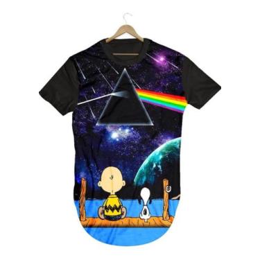 Imagem de Camiseta Longline Snoopy Charlie Brown Triangulo Pink Floyd - Smoke