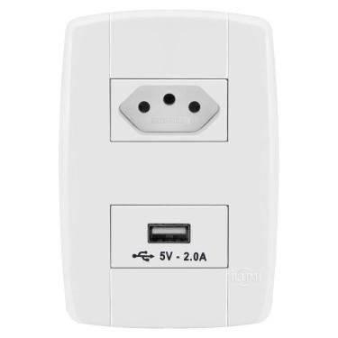 Imagem de Conjunto 1 Tomada 10A + 1 Usb - Ilumi Lev - 87028