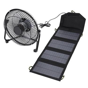 Imagem de Ventilador de painel solar, ventilador de acampamento portátil de 7 W 5,5 V, ventilador de refrigeração USB, alimentação solar, bolsa dobrável, carregador de telefone para viagens, acampamento, pesca, ventiladores solares para casa