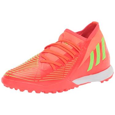 Imagem de adidas Sapato de futebol unissex para grama Predator Edge.3, Vermelho solar/verde solar/preto, 10.5 Women/10.5 Men