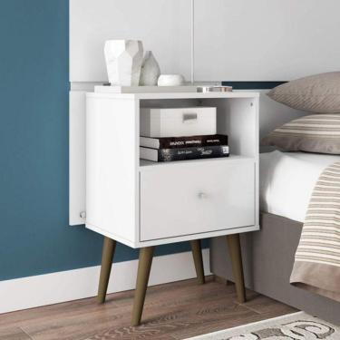 Imagem de Mesa de Cabeceira 1 Gaveta retrô MB2014 Branco - Móveis Bechara