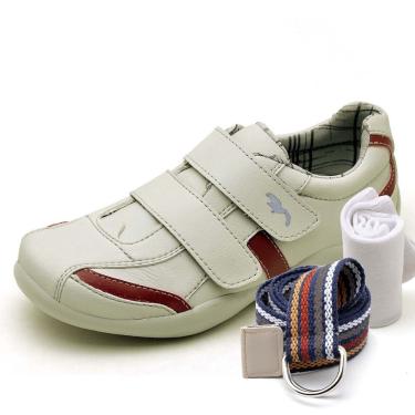 Imagem de Kit Sapatenis Infantil Casual Top Franca Shoes Cinza + Cinto E Meia