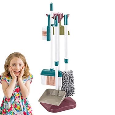Imagem de Brinquedos de limpeza para crianças | Housekeeping Fingir Play Set | Kit de limpeza de vassoura de bebê com pá de lixo para brincar de casinha de brinquedo Sritob