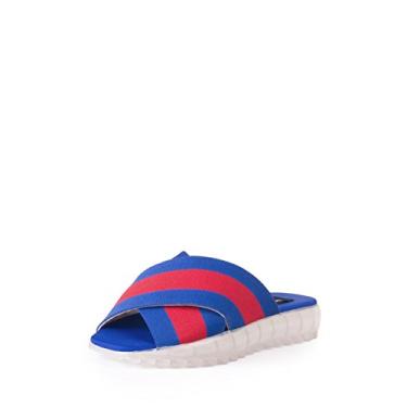 Imagem de Jeffrey Campbell Motobu Razor Striped Red Blue Criss Crossed Flatform Slide (6)