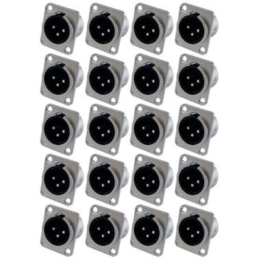 Imagem de Plugue masculino GLS Audio XLR com 3 pinos - conjunto de 20 plugues de montagem no painel da série D XLR-M