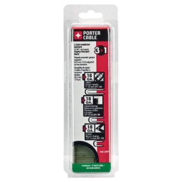 Imagem de Porter-Cable NS18Pp 18 Gauge Coroa estreita Staple Project Pack, 900 unidades, vários tamanhos
