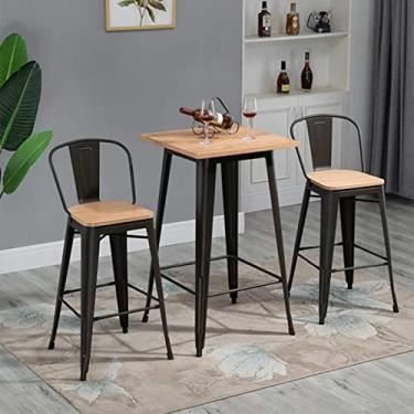 Imagem de Mesa de bar ferro mesa alta americana pequena mesa quadrada leite loja cafeteria casa casual varanda bar mesa pub conjunto de mesa (cor: 02)