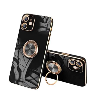 Imagem de ZiEuooo Capa de telefone macia com suporte de anel magnético para carro compatível com Xiaomi Mi 12 11 10 Ultra Pro Lite T Shell. Capa de suporte elegante e leve (preta, 11T/11T Pro)