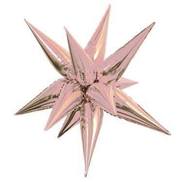Imagem de Balão de estrela de ouro rosa de 12 pontos grande