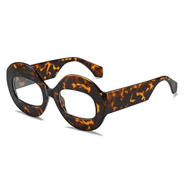 Imagem de Óculos de sol redondos de retalhos exclusivos para mulheres moda chique óculos de sol feminino gradiente sexy óculos de sol gafas, leopardo claro, tamanho único