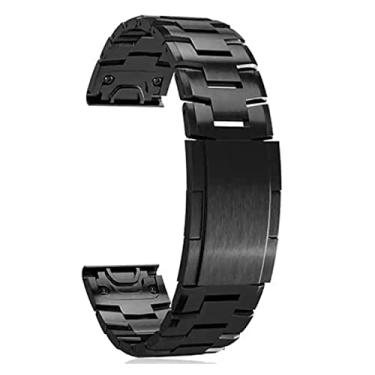 Imagem de HAZELS Pulseira de aço inoxidável de liga de titânio de ajuste rápido para Garmin Fenix 7X 7/6 6X Pro 5X Plus Pulseira de cinto MARQ/Enduro (Cor: Preto, Tamanho: 26mm Fenix 5X 5XPlus)