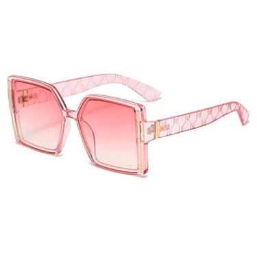 Imagem de Óculos de sol quadrados para mulheres, homens, moda, óculos de sol gradiente verde, óculos de condução masculinos UV400, rosa, tamanho único