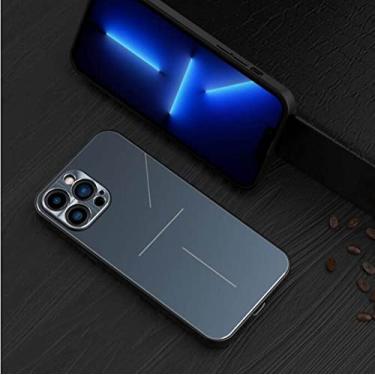 Imagem de Capa de metal de alumínio armadura para iphone 14 plus 13 pro mini 12 pro max 11 capa de telefone à prova de choque capa protetora de câmera, azul, para iphone 13