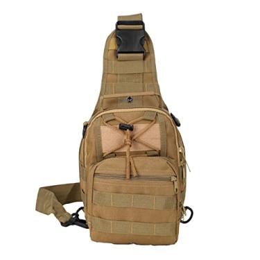 Imagem de Bolsa Sling, Bolsa de Peito Masculina Mochila de Pano Oxford Casual Bolsa de Ombro Bolsas Transversais para Caminhadas Ciclismo Viagens (cáqui)