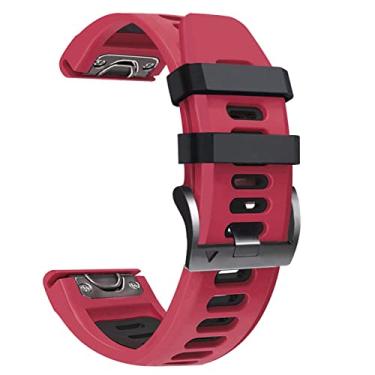 Imagem de WIKUNA Pulseiras de substituição de silicone para relógio inteligente para Garmin Fenix 7 7X 6 6X Pro 5 5X Plus 3 3HR Forerunner 935 Pulseira 22 26mm (Cor: Vermelho, Tamanho: Approach S60 S62)