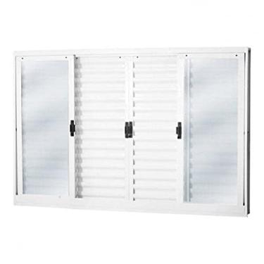 Imagem de Janela de Aço Veneziana 100x100cm 6 Folhas com Vidro Mini Boreal Minas Sul Branco