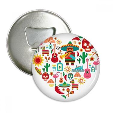 Imagem de Sombrero Suger Crânio México Flamingo Mexicano Abridor de Mamadeira Redondo Ímã Pinos Emblema Botão Presente 3 Peças