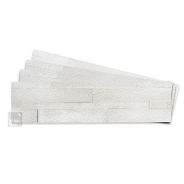 Imagem de Tic Tac Tiles 4 folhas autoadesivas adesivas para cozinha, banheiro, azulejos de pedra 3D (branco natural)