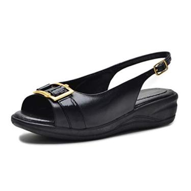 Imagem de Sandália Pierrô Conforto ortopédica couro (39, Preto)