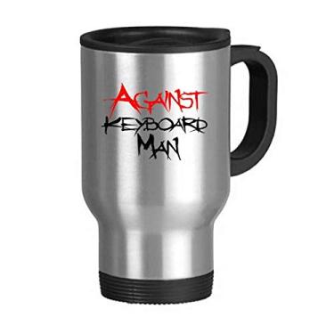 Imagem de Caneca de viagem Against Keyboard Man de aço inoxidável para viagem, canecas de viagem, presentes com alças, 368 g
