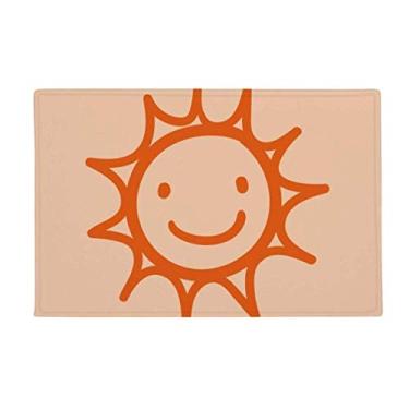 Imagem de DIYthinker Tapete antiderrapante para porta de banheiro com pintura à mão Orange Sun Smile