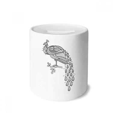 Imagem de DIYthinker Caixa colorida para dinheiro com tinta de pássaro de pavão caixa de cerâmica para presente de cofrinho