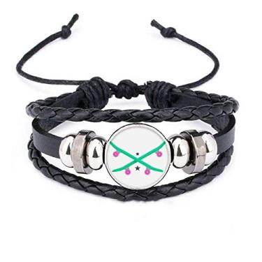 Imagem de DIYthinker Pulseira de corda trançada de couro trançado para esportes de inverno skate skate rosa verde