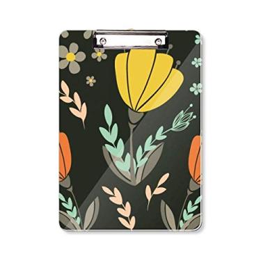 Imagem de Pasta de prancheta com tinta de flor laranja amarela A4