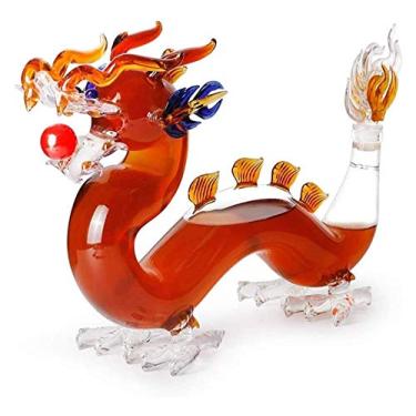 Imagem de Decantador de vinho decantador de vinho em forma de dragão chinês decantador de uísque para licor, bourbon, 1000 ml, uísque, aeração (cor: transparente, tamanho: 4525,5 cm)